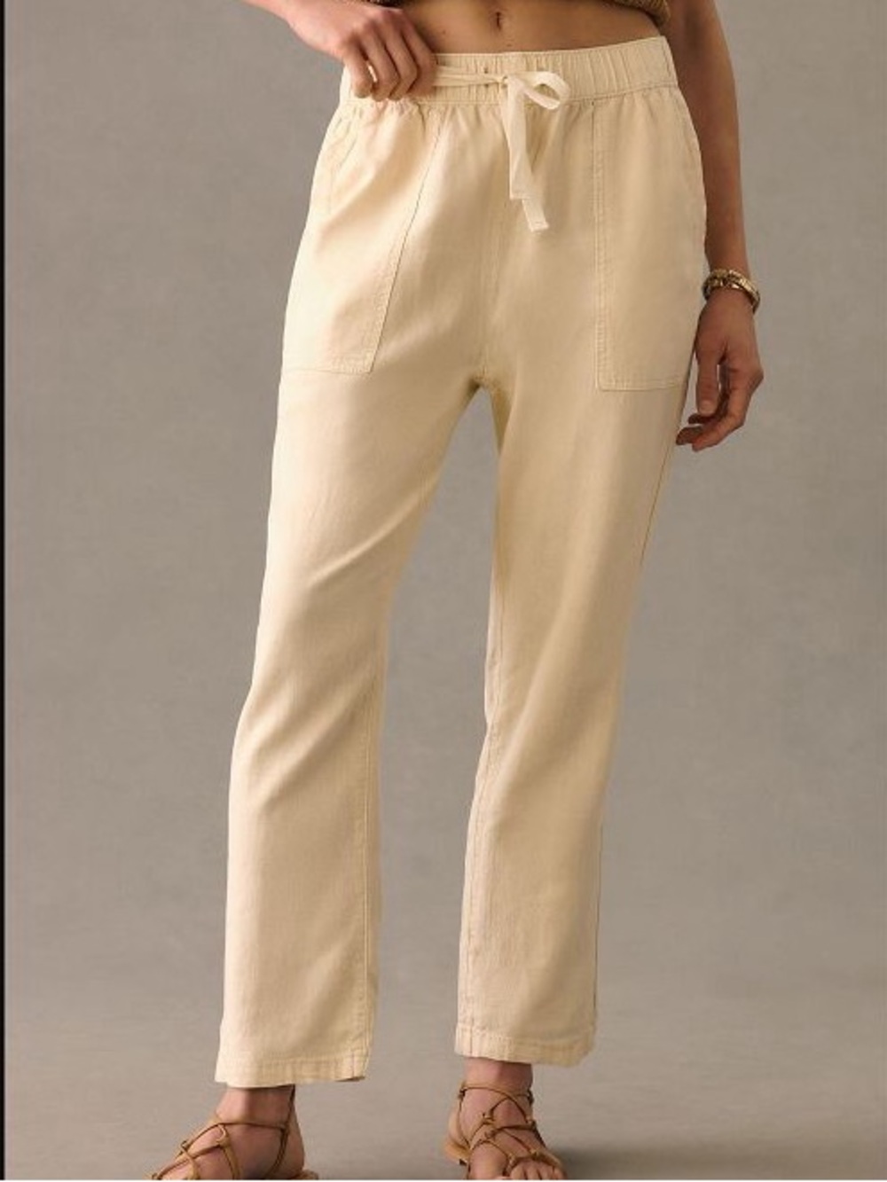 Anthropologie Pilcro Linen Blend Pull On Pants Cream Size Small Quiet Luxury